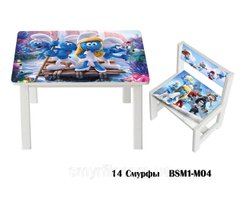 Комплект стол и 1 укрепленный стул детский "Смурфы"