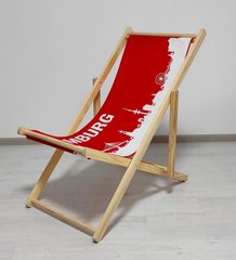 Раскладное деревянное кресло шезлонг с тканью, для дачи, пляжа или кафе