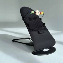 Детский шезлогн (кресло-качалка) черный + дуга с игрушками в подарок