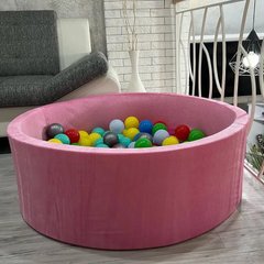 Сухий басейн з кульками в комплекті (200 шт) рожевого кольору 100 х 40 см велюр