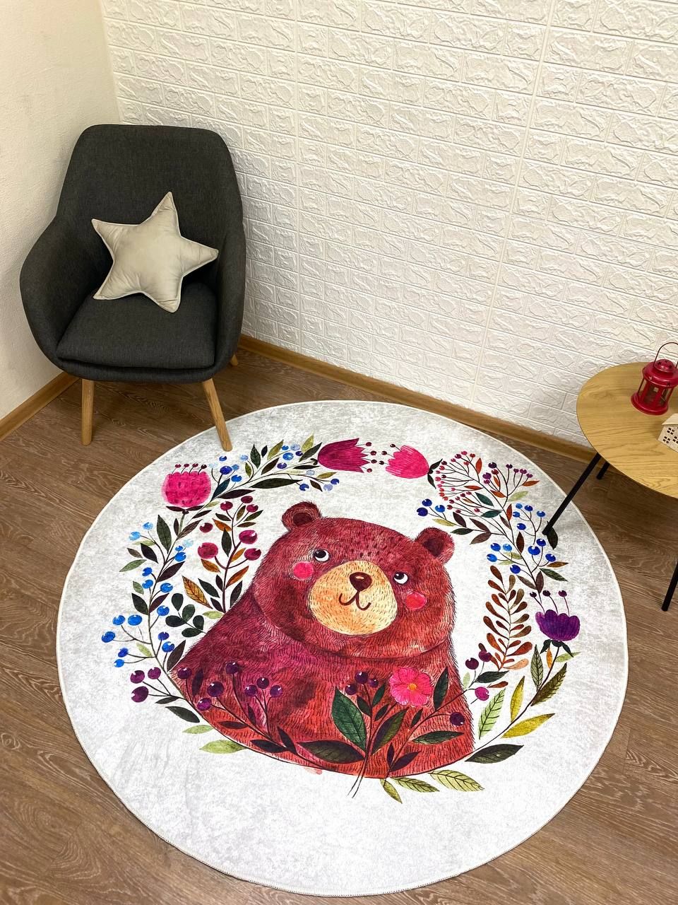 Круглий килим в дитячу "Ведмедик" (діметр 160 см)