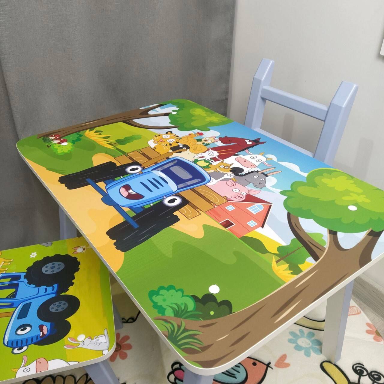 Дитячий столик та 2 стільчика «Синій трактор»