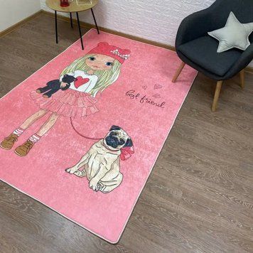 Килим в дитячу Дівчинка з собачкою, 100х160 см