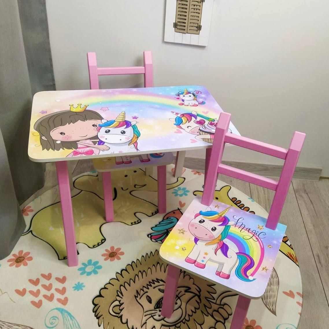 Детский столик и 2 стульчика "Единорожки"