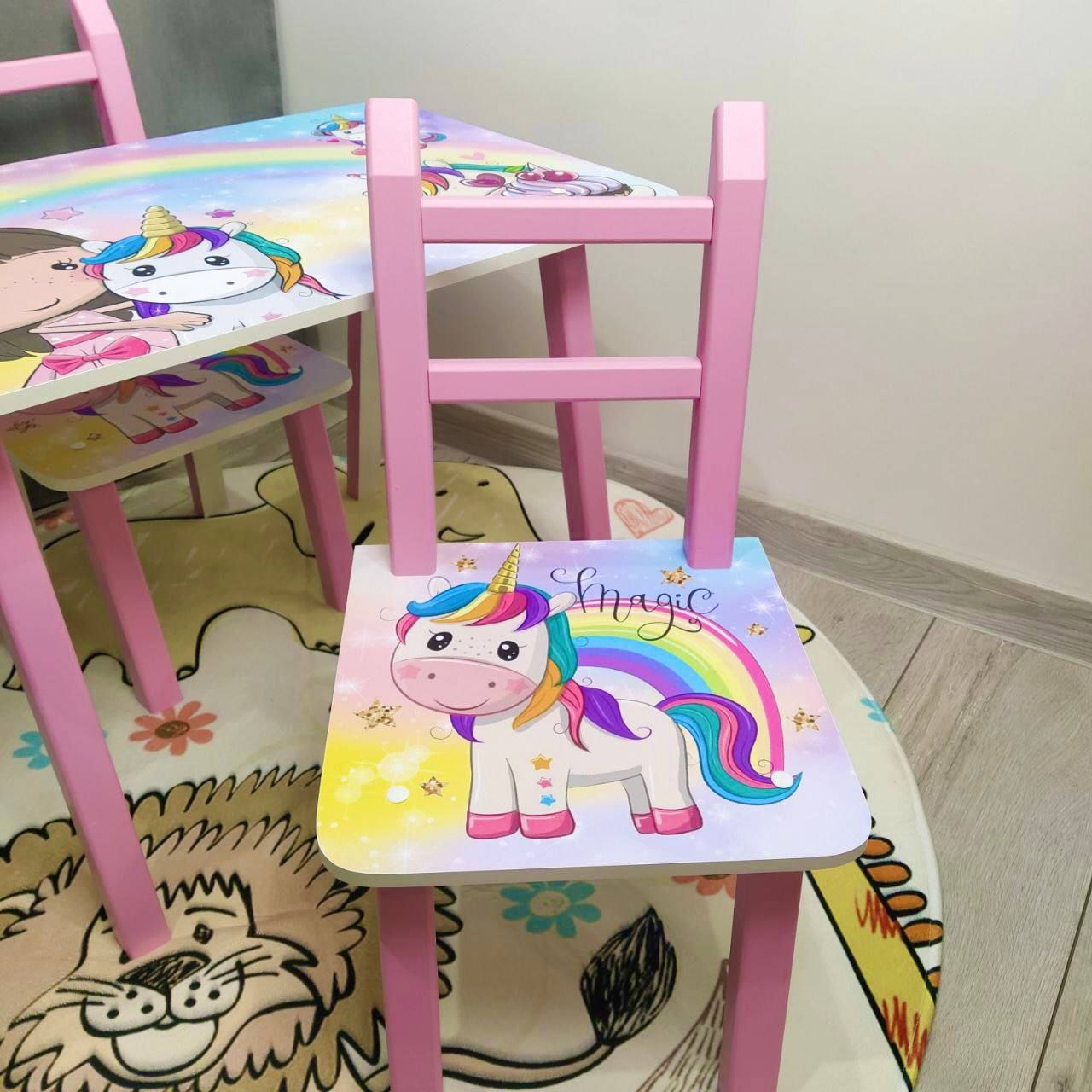 Детский столик и 2 стульчика "Единорожки"