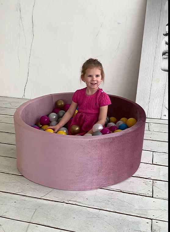 Дитячий сухий басейн з кульками (100 шт) Пудро -рожевий оксамит