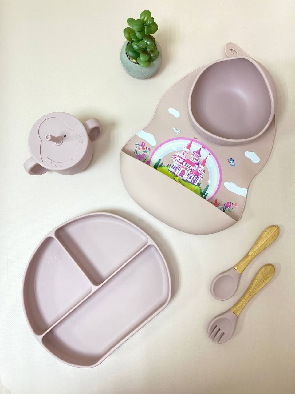 Комплект детской силиконовой посуды из 6-ти предметов! + ПОДАРОК