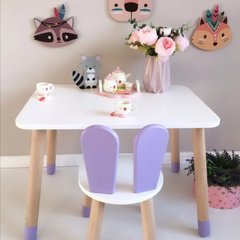 Дитячий стіл і стілець (дерев'яний стільчик зайчик і прямокутний стіл)
