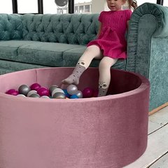 Дитячий сухий басейн з кульками(200 шт) Рожево-пудровий оксамит