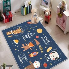 Плюшевий утеплений дитячий килим "Тварини у космосі"