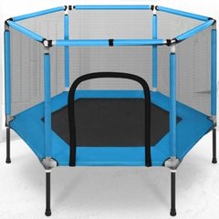 Батут для дітей кімнатний з сіткою Atleto 160 см синій KRB03