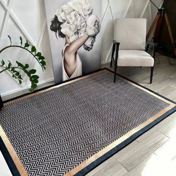 Килим сучасний безворсовий Харріс чорний, 160х230 см