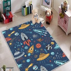 Плюшевий утеплений дитячий килим "Космос"