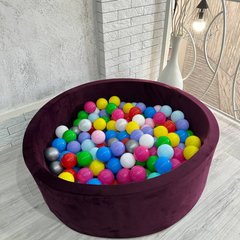 Сухой бассейн с шариками в комплекте (200 шт) цвета бордо 100 х 40 см велюр