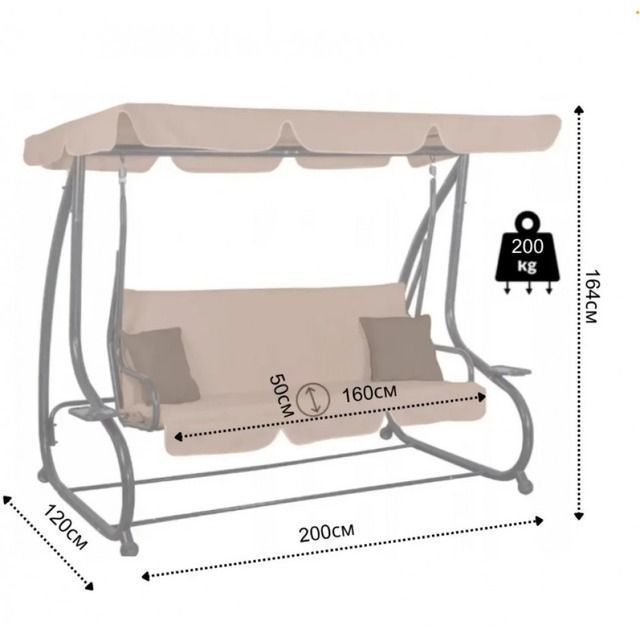 Качеля садова Bonro Garden BW-002 коричнева 3 місна