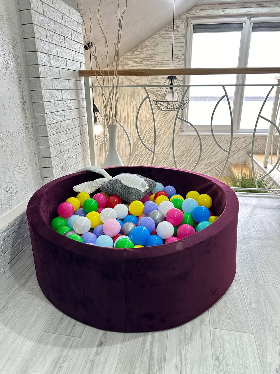 Сухий басейн з кульками в комплекті (200 шт) кольору бордо 100 х 40 см велюр