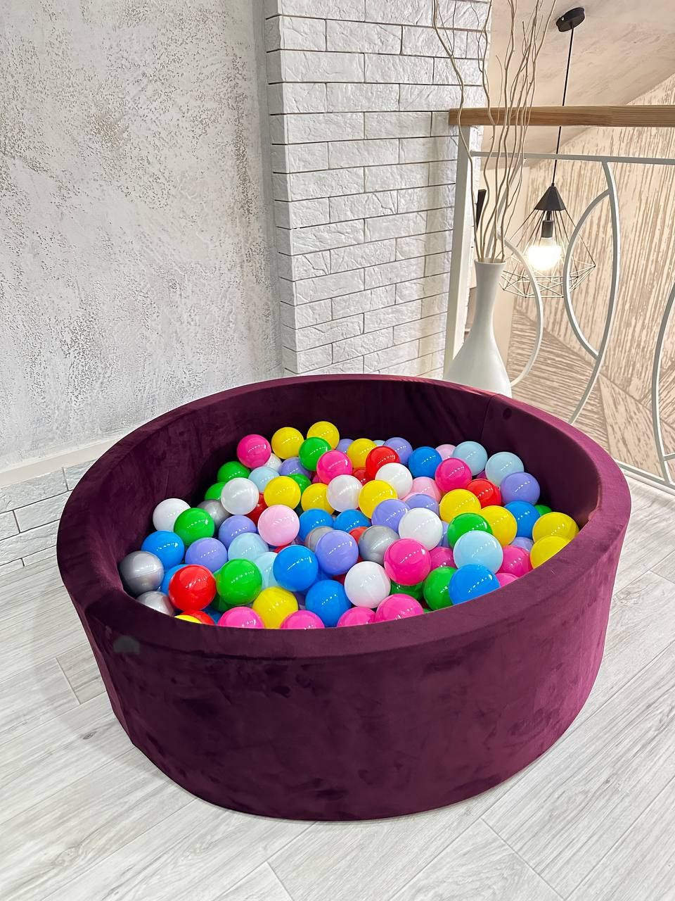 Сухий басейн з кульками в комплекті (200 шт) кольору бордо 100 х 40 см велюр