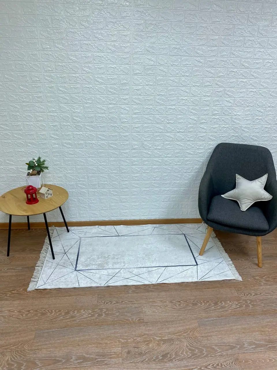 Турецький безворсовий килим "White diamond" підкладка з еко-шкіри