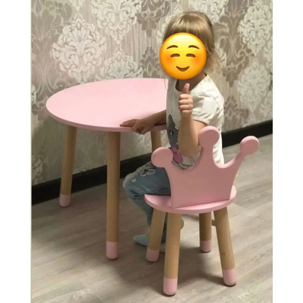 Комплект дитячих меблів, круглий стіл та стілець Корона