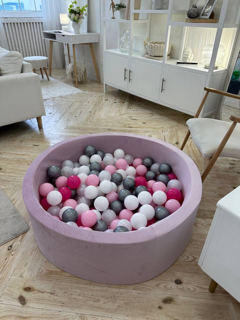 Сухий басейн з кульками в комплекті (200 шт) пудра велюр 100 х 40 см велюр