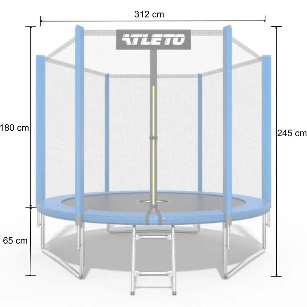 Батут детский с сеткой и стремянкой 312 см Atleto синий + подарок мячик