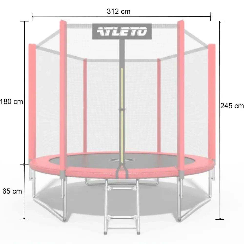 Батут дитячий з сіткою та драбинкою 312 см Atleto червоний + подарунок м'ячик