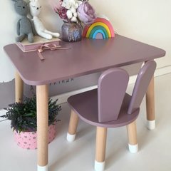 Детский стол и 1 стул (деревянный стульчик зайка и прямоугольный столик)