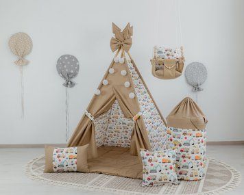 Вигвам для ребенка Машинки с матрасом + корзина для игрушек + подвесная качеля. Полный комплект !