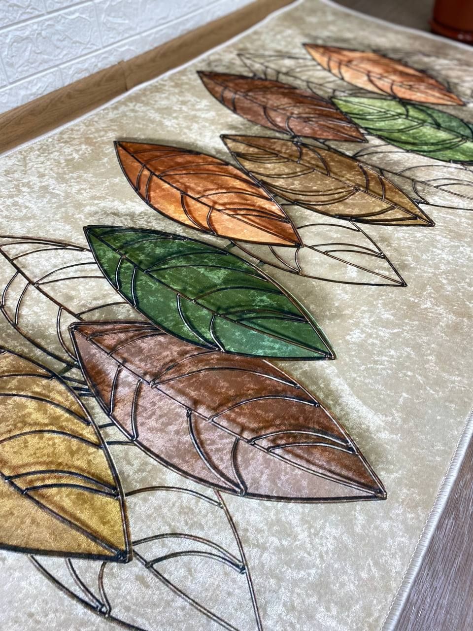 Турецький безворсовий килим "Осінні листочки" підкладка з еко-шкіри