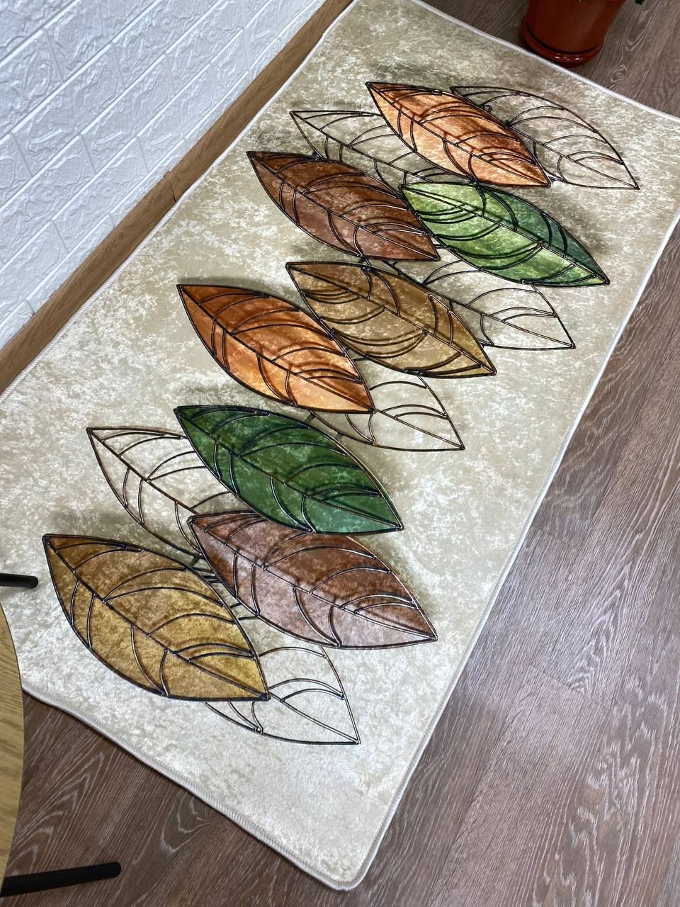 Турецький безворсовий килим "Осінні листочки" підкладка з еко-шкіри