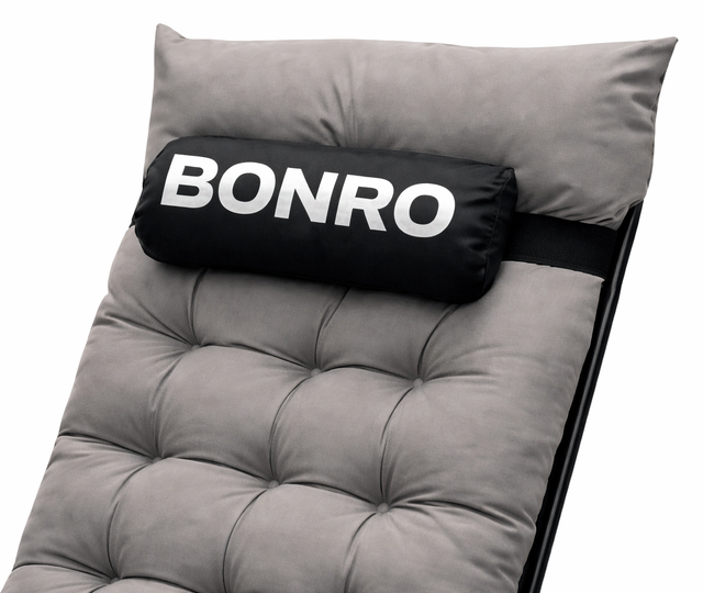 Шезлонг лежак с подушкой и подстаканником Bonro B-06 серый 120 кг