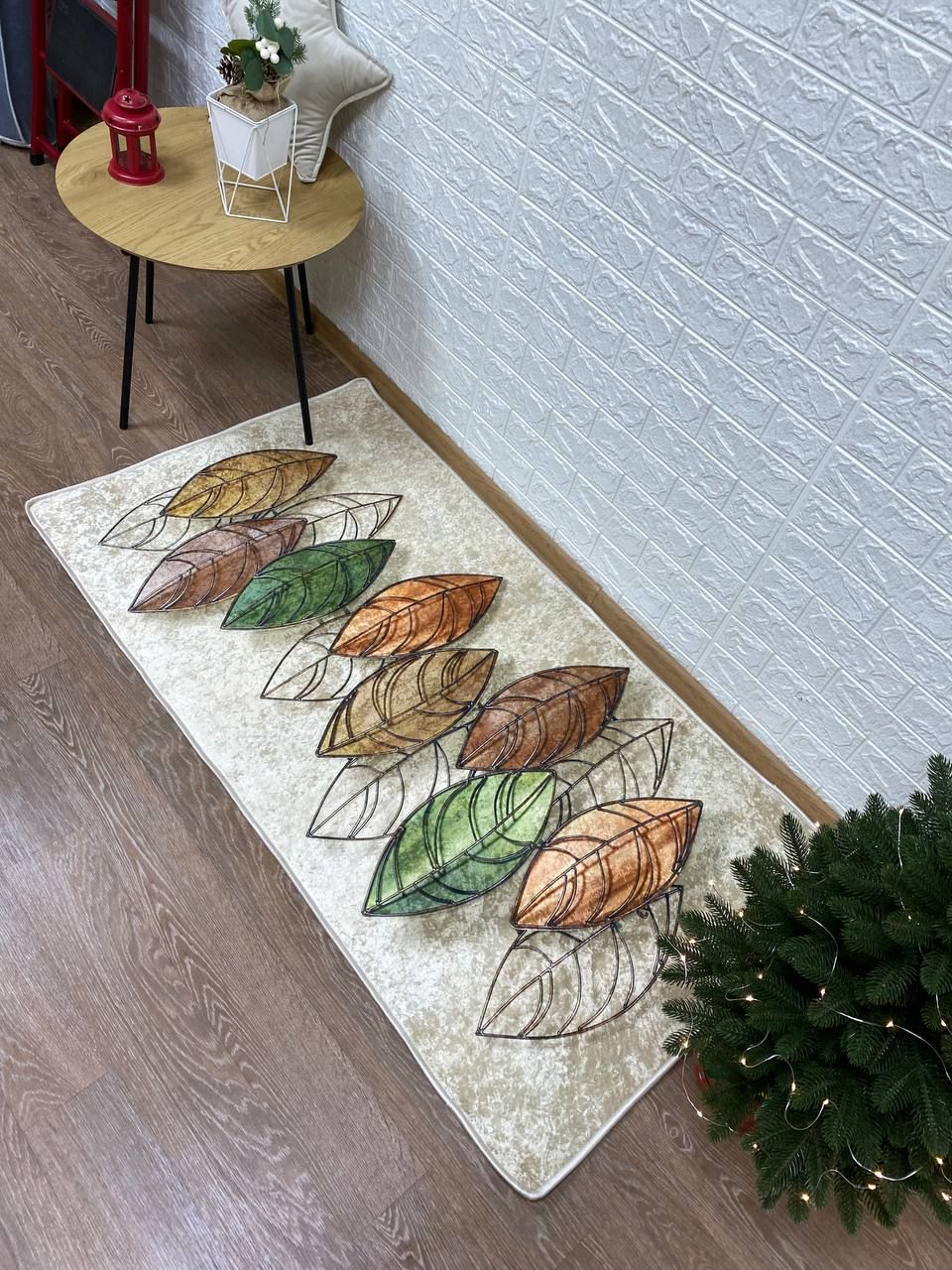 Турецький безворсовий килимок "осінні листочки" підкладка з еко-шкіри 80х200см