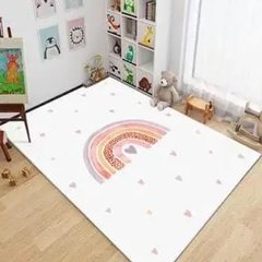Плюшевий утеплений дитячий килим "Веселка акварель"