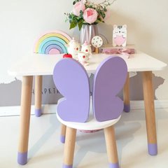 Дитячий стіл і 1 стілець (дерев'яний стільчик метелик і прямокутний стіл)