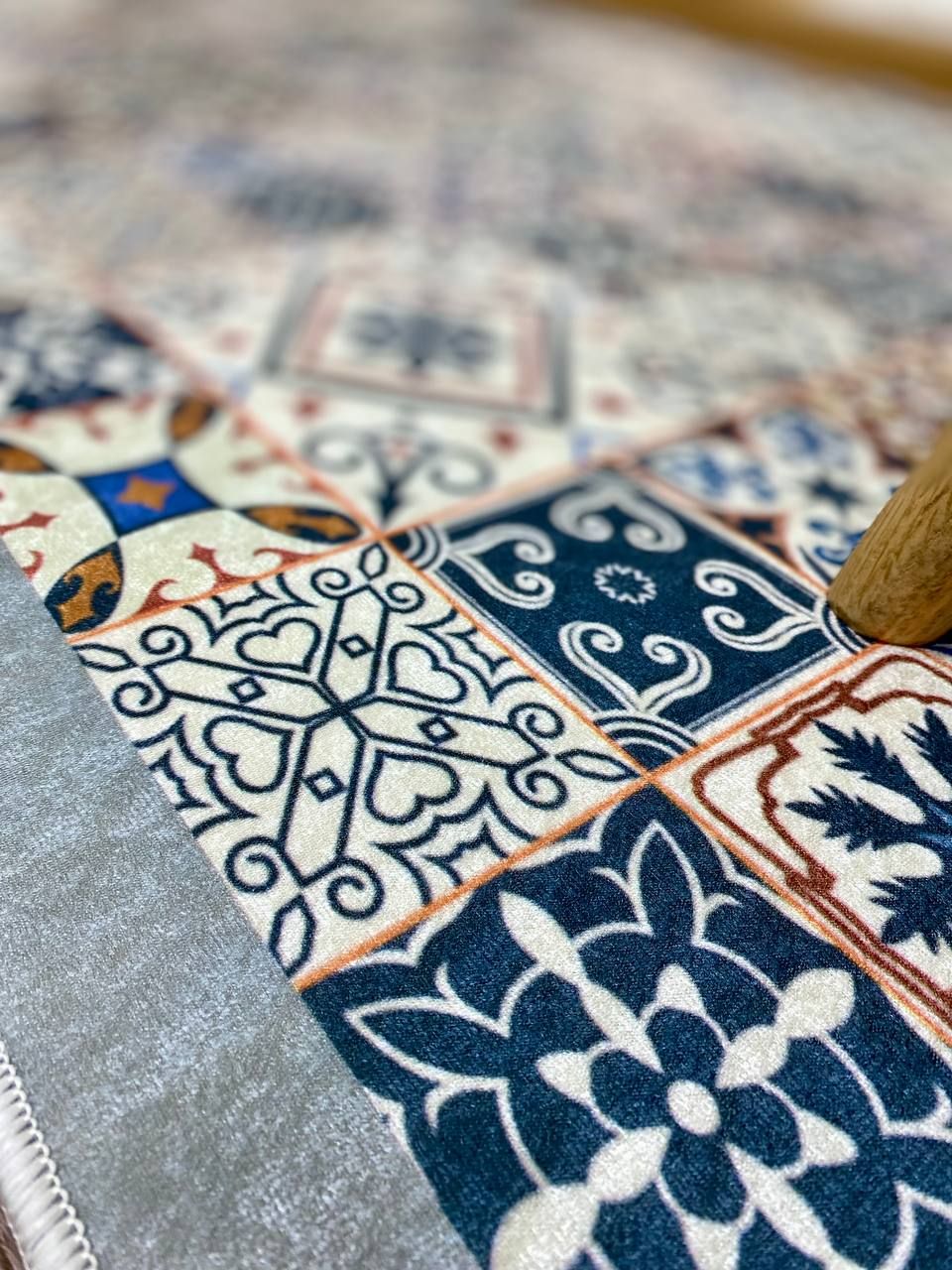 Турецький безворсовий килим "Турецька Мозаїка" на підкладці з еко-шкіри
