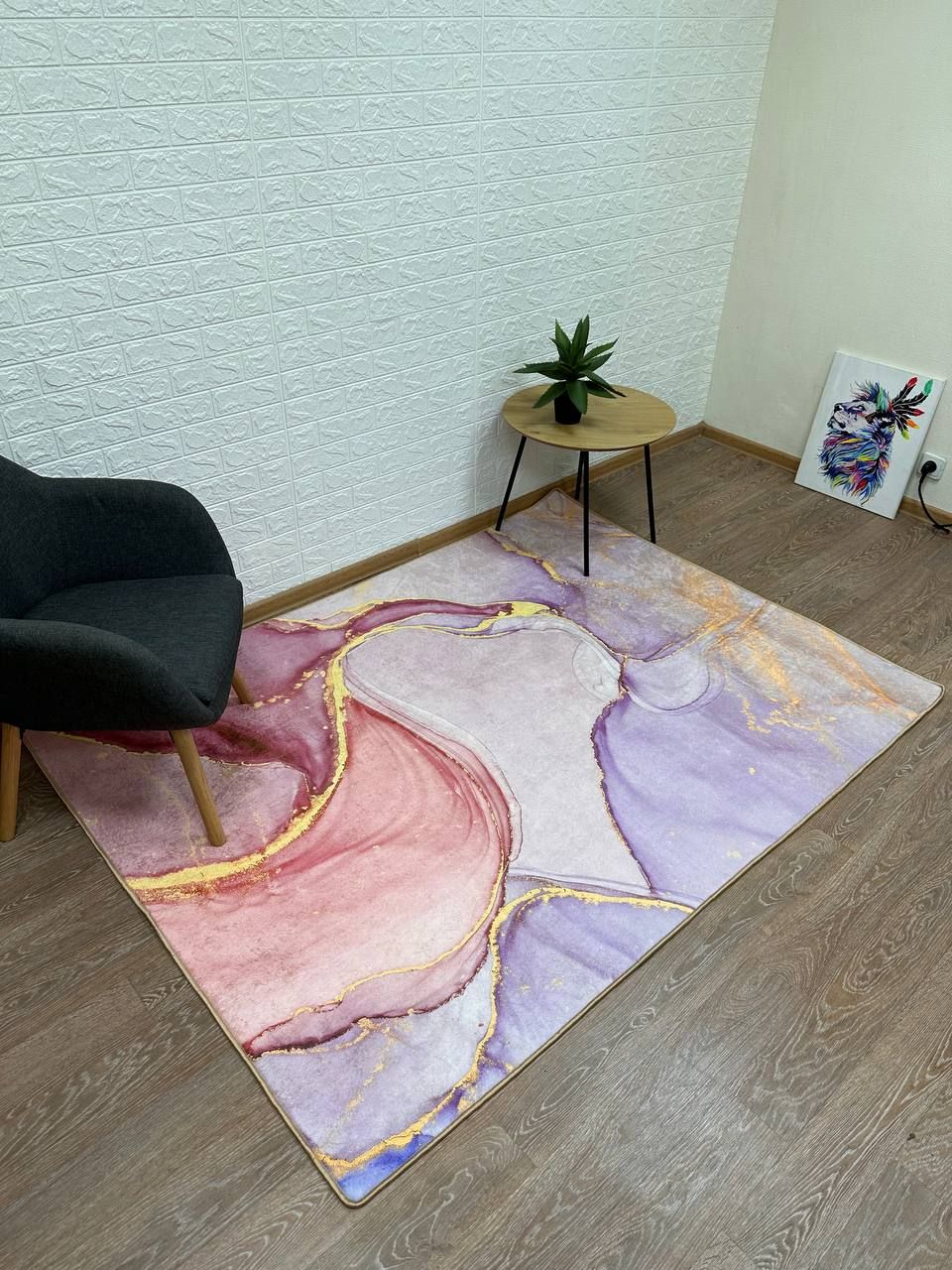 Турецький безворсовий килим в спальню "Рожеве золото"
