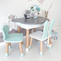 Дитячий стіл напівхмара з пеналом і 2 стільці (форма на вибір)