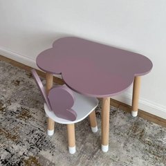 Детский стол и 1 стул (деревянный стульчик бабочка и столик полуоблако)