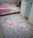 Плюшевий утеплений дитячий килим "Класики і зайчик-балерина" сірий