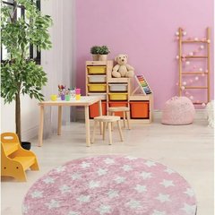 Круглий килим "Рожеві зірочки" (діаметр 100 см)