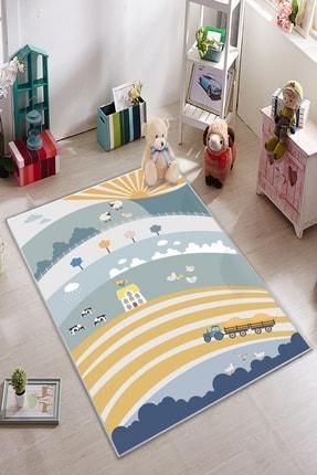 Плюшевий утеплений дитячий килим "Веселе село"