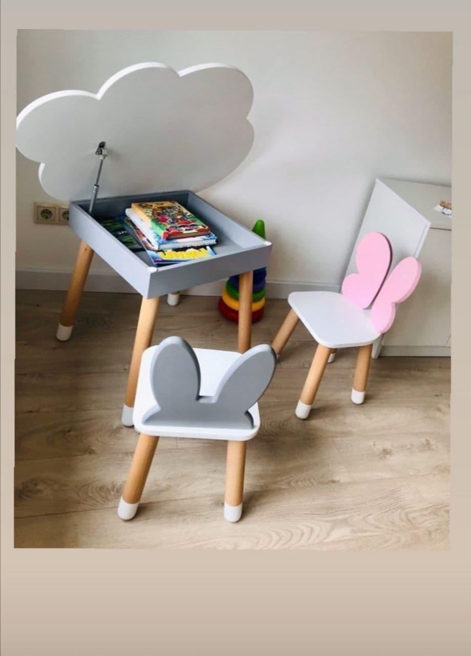 Дитячий стіл напівхмара з пеналом і 1 стілець зайчик (модель 2)