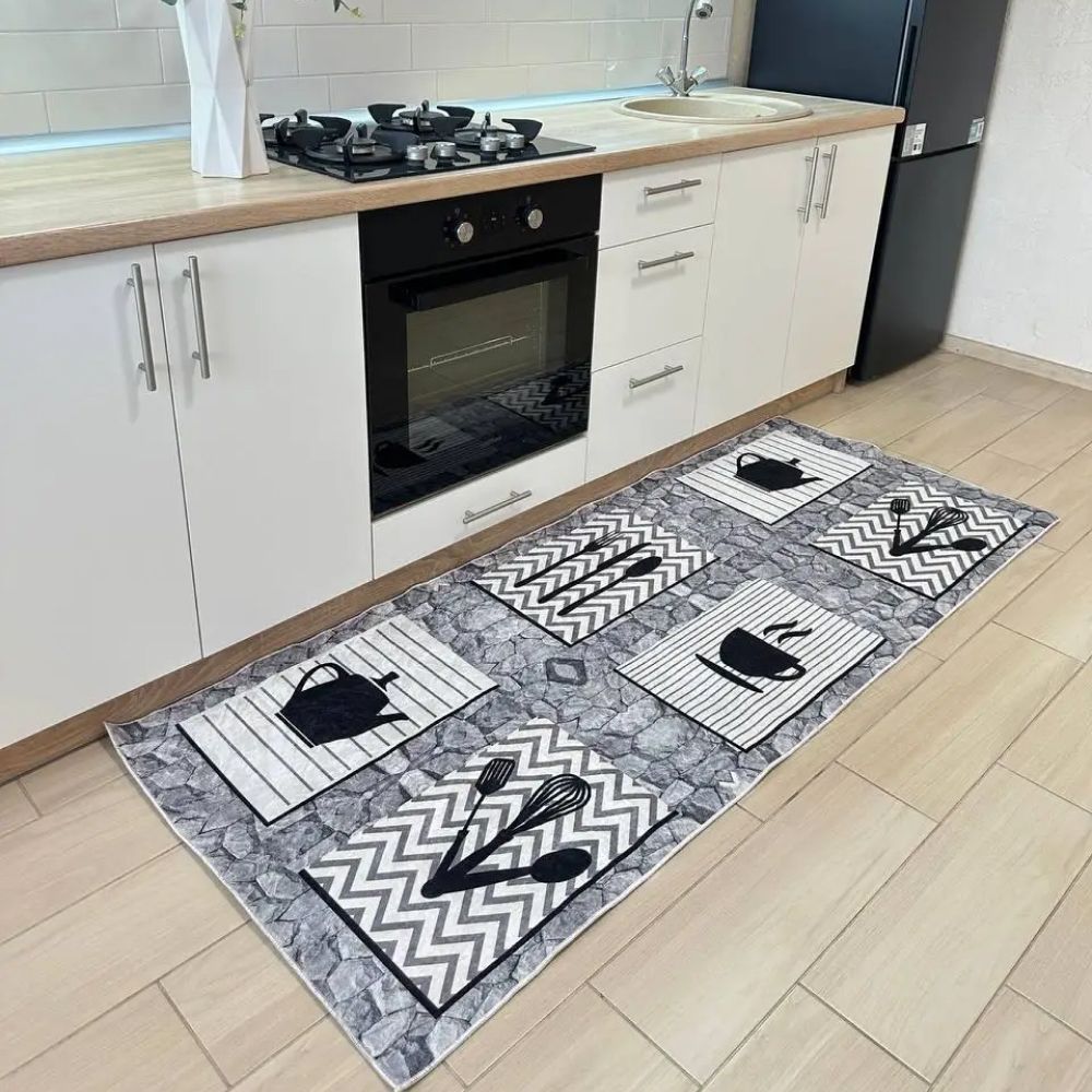 Турецкий безворсовый ковер для кухни Грей китчен, 140х190 см