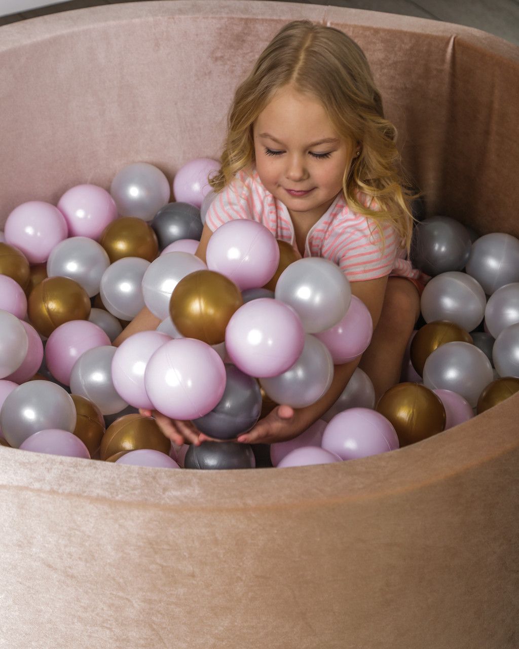 Дитячий сухий басейн з кульками (150 шт) Бежевий оксамит