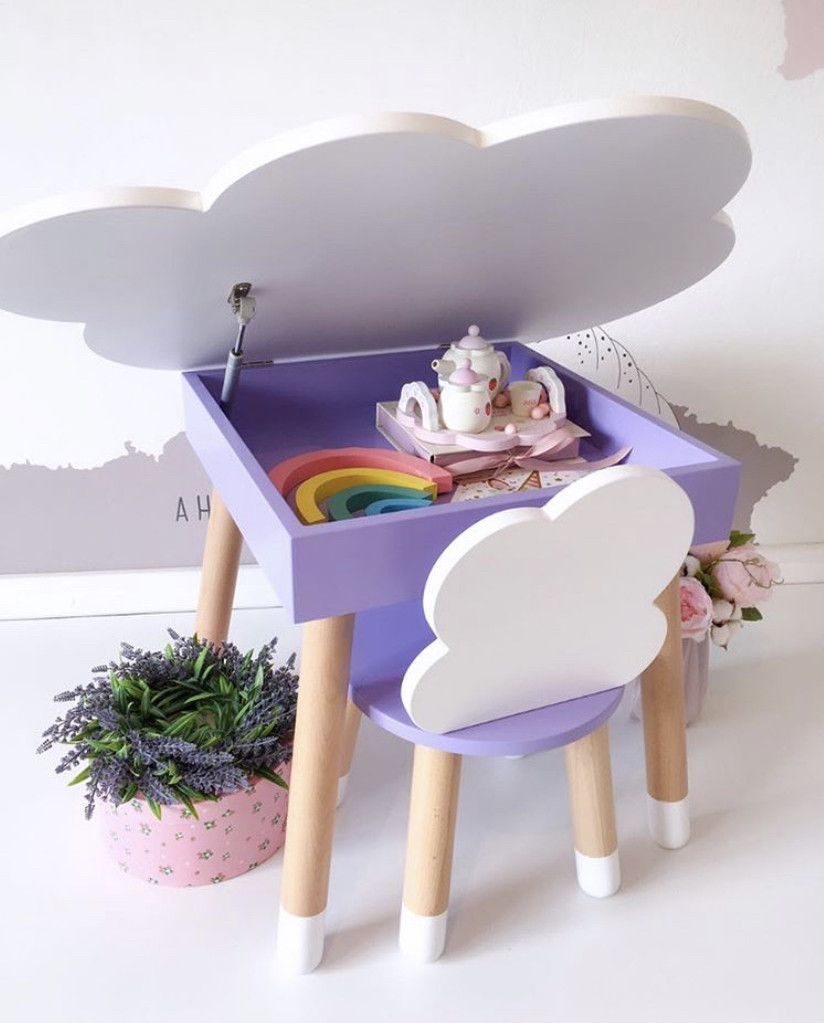 Детский стол облако с пеналом и 2 стула на выбор