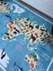 Турецкий безворсовой коврик "Карта мира голубая"