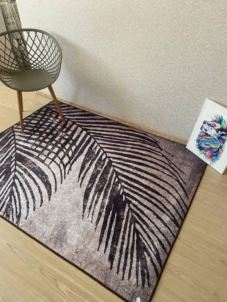 Турецький безворсовий килим у спальню "Коричневе перо"