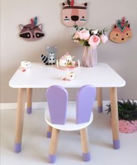 Детский стол и 1 стул (деревянный стульчик зайка и прямоугольный стол)