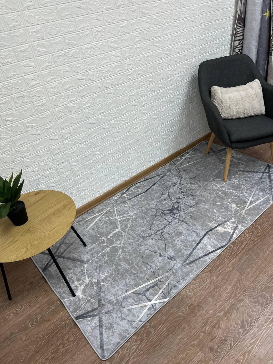 Турецький безворсовий килим "срібний мармур" 120х180 см