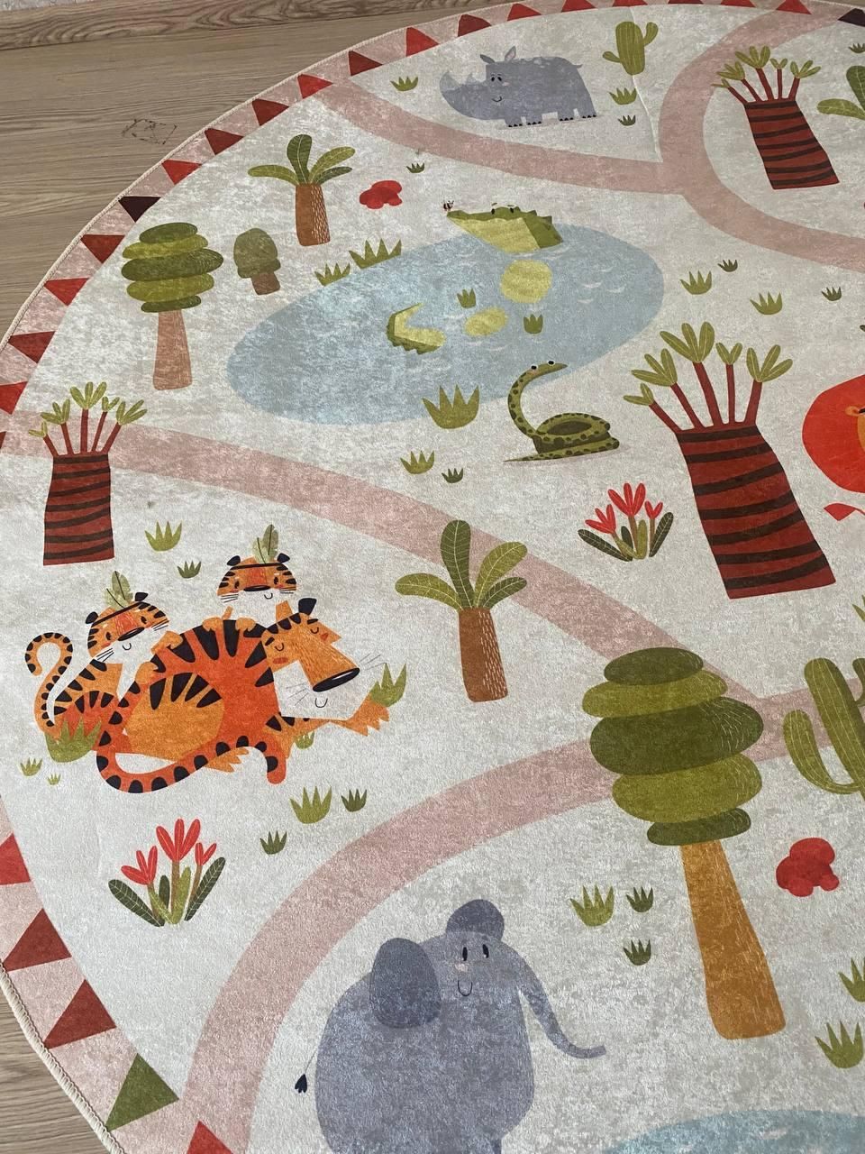 Круглий килим в дитячу "Зоопарк" (діметр 160 см)